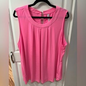 Feminine Pleated Neckline Sleeveless Top in Rose